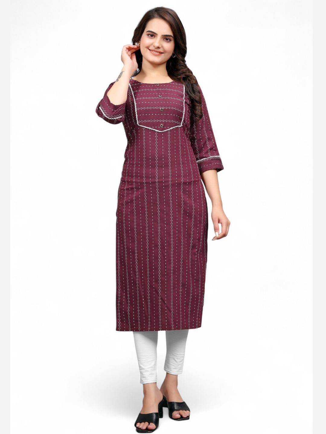 Fabtown Women Maroon Printed Straight Kurti-picture-43