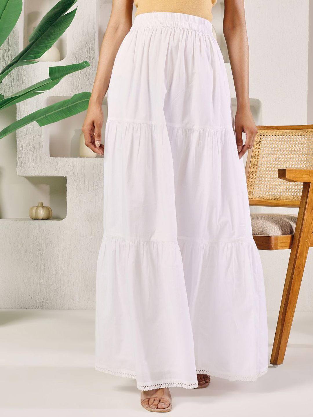 FIORRA Cotton Tiered Maxi Skirt-image-31