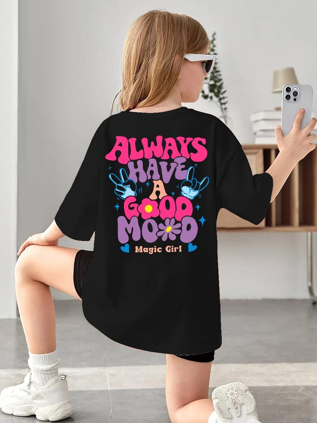 KEESOR Girls Black Tshirts