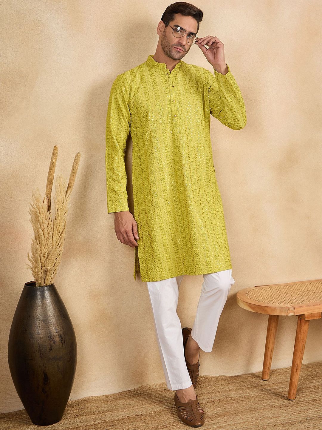 SWAGG INDIA Men Embellished Daily Straight Kurta-picture-35