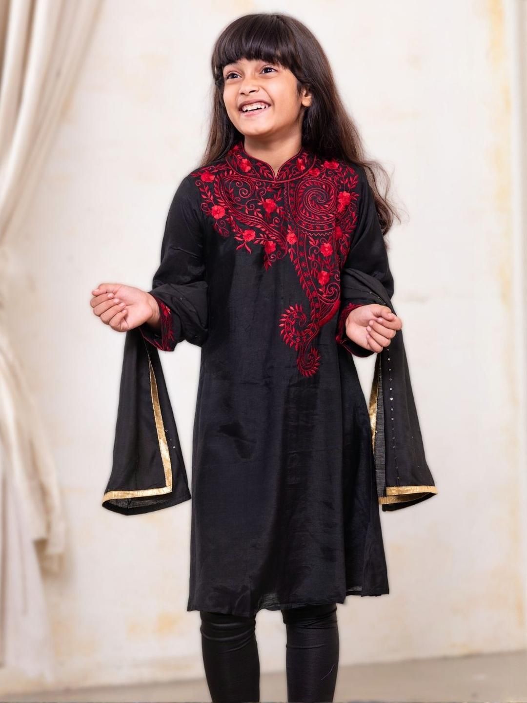 Tura Turi Girls Black Art Silk Kurta Sets-picture-37