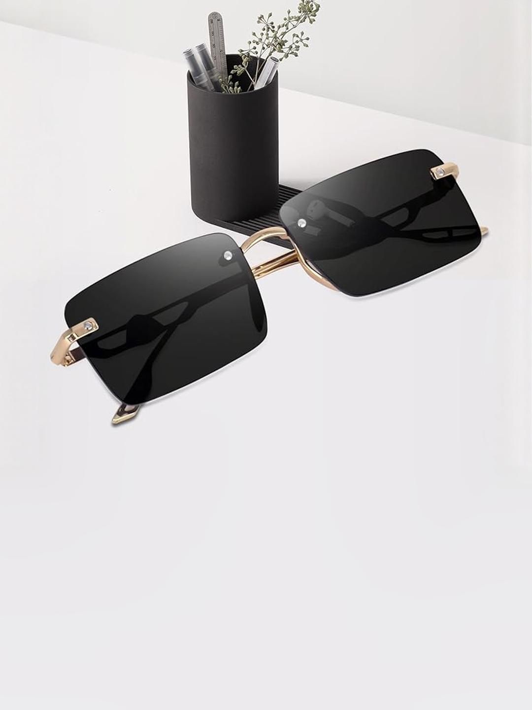 Arzonai Unisex Black UV Protected Lens Metal Sunglasses-picture-42