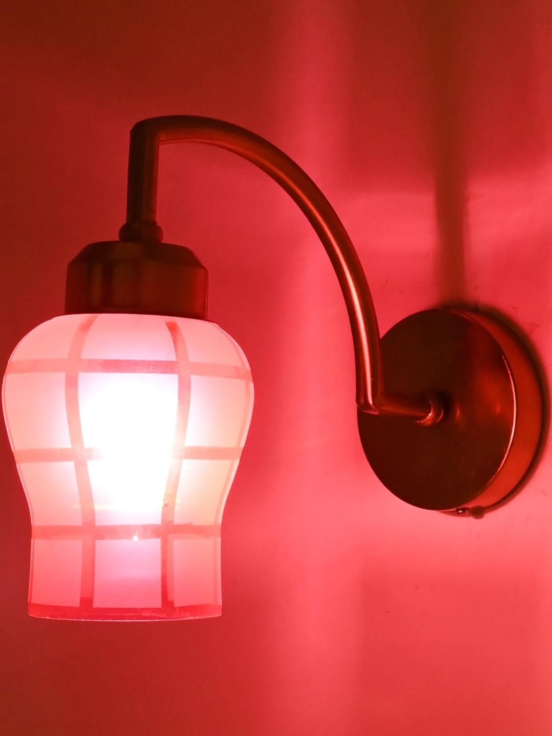 SOMIL Pink & Gold-Toned Printed Glass Cylinder Shaped Wall Lamp-picture-26