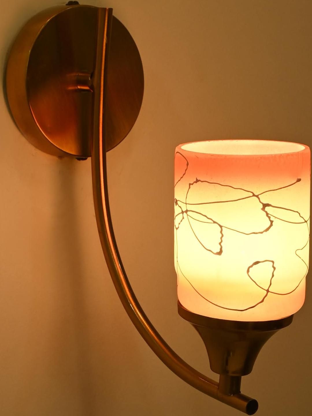 SOMIL Orange Printed Glass Cylinder Shaped Wall Lamp-picture-27