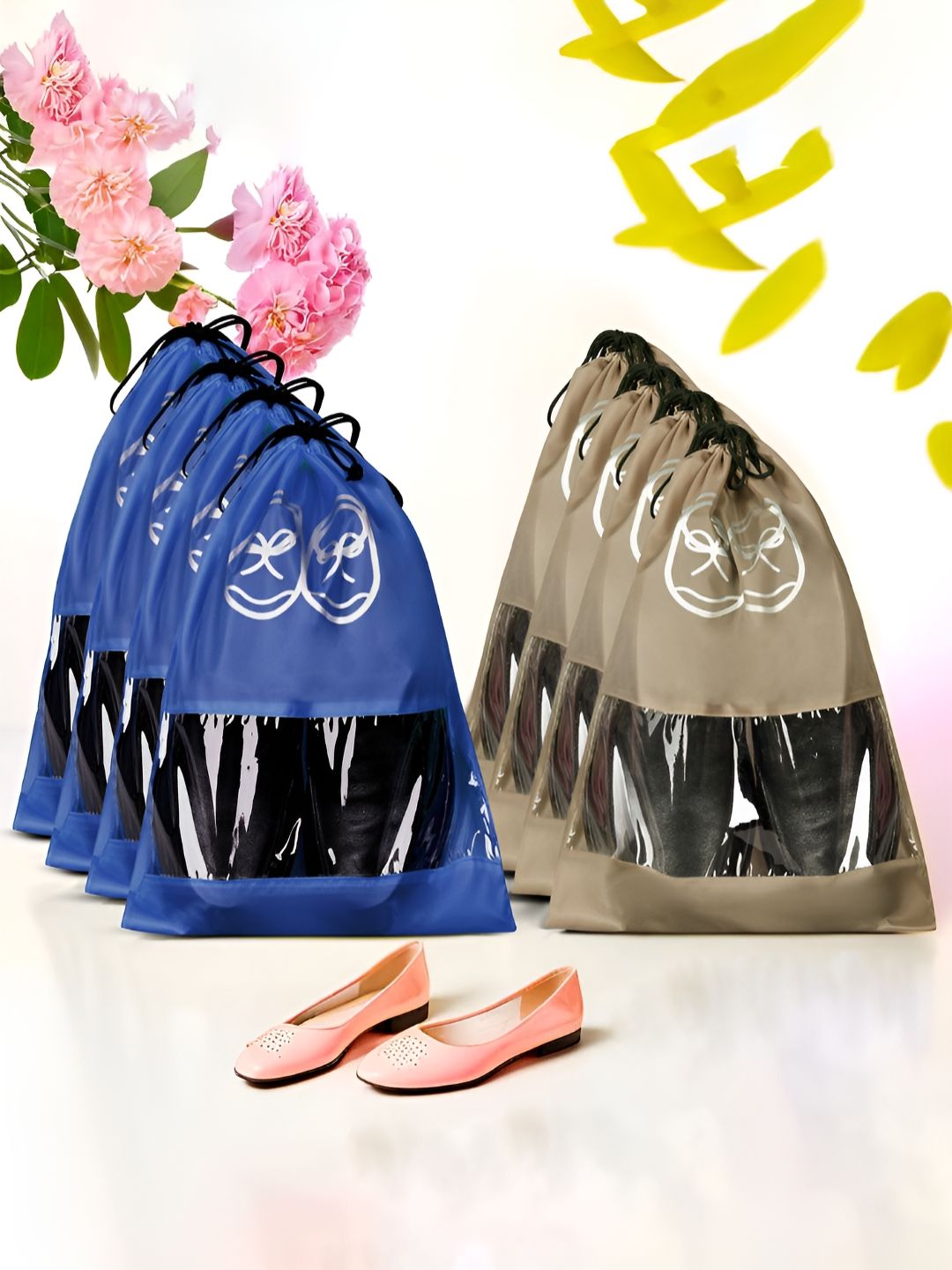 Aura Brown & Black 8 Pieces Reusable Shoes Organisers-picture-15