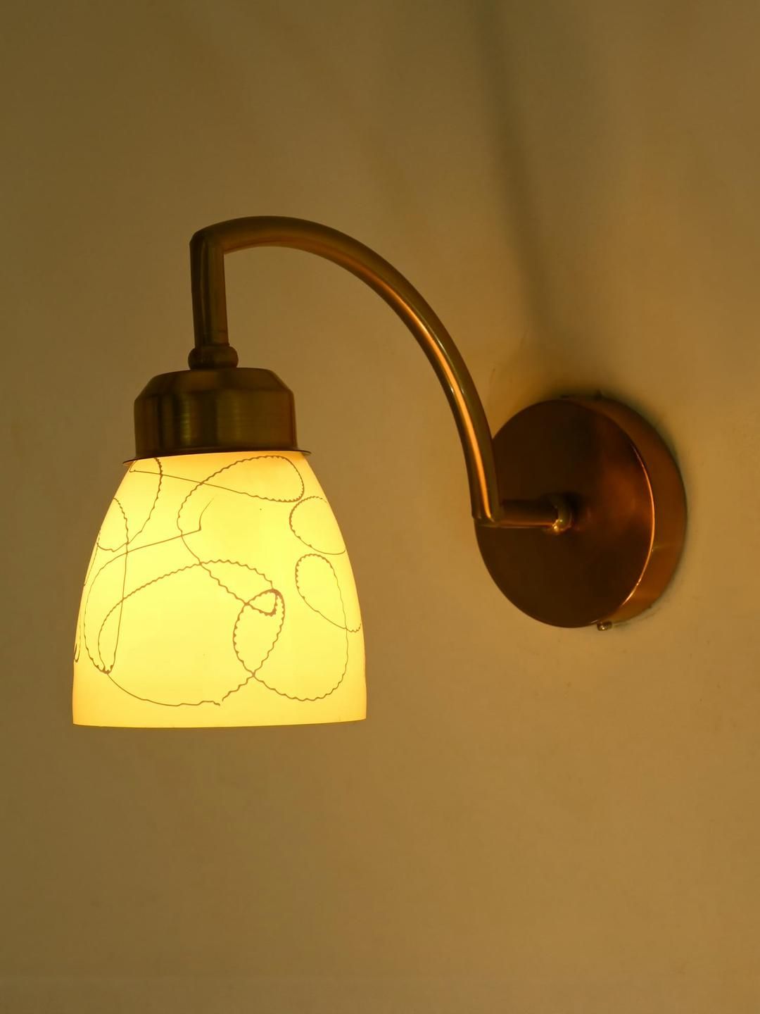 SOMIL Yellow & White Printed Glass Cylinder Shaped Wall Lamp-picture-41