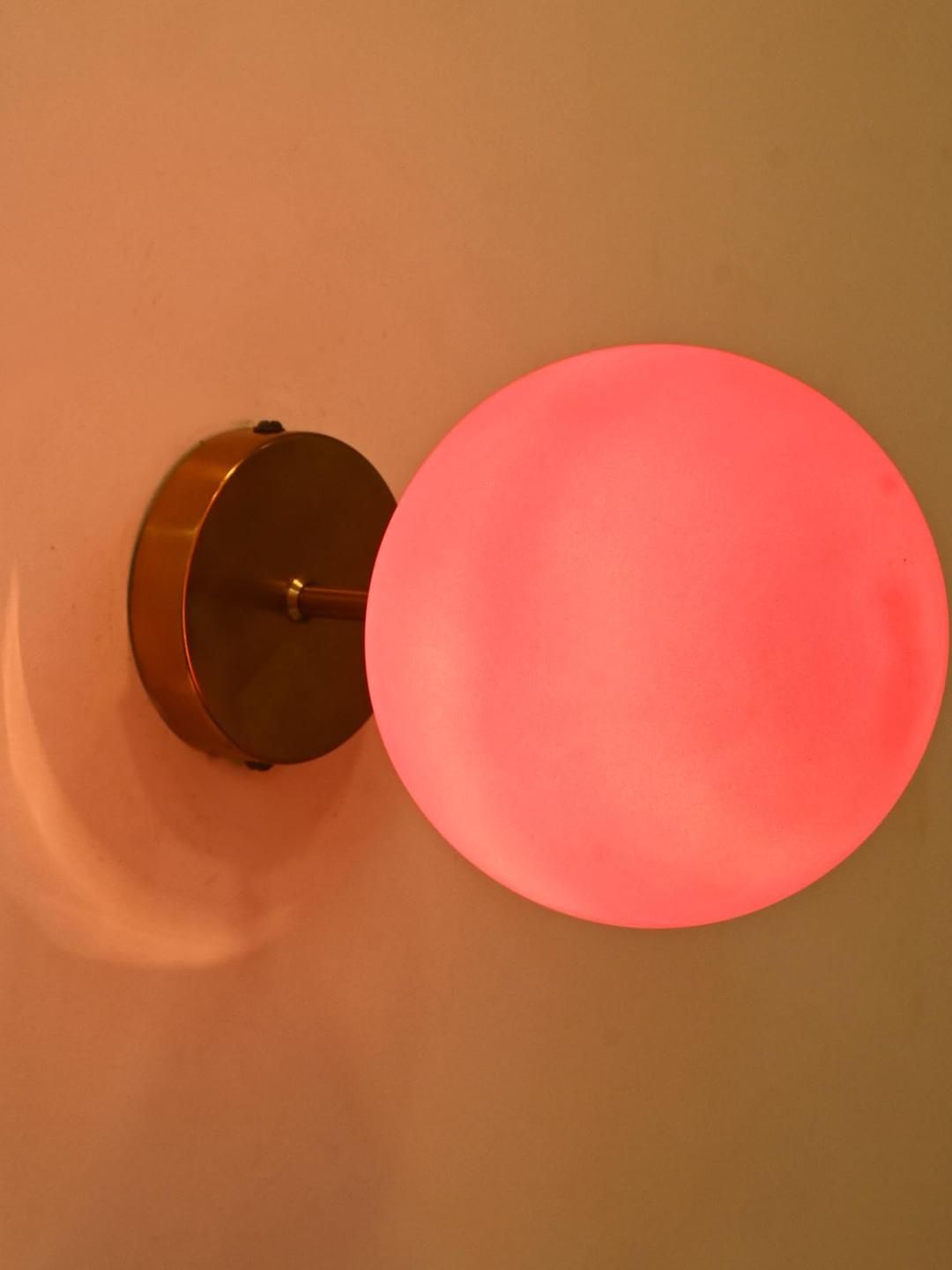 SOMIL Pink & Gold-Toned Printed Glass Cylinder Shaped Wall Lamp-picture-23