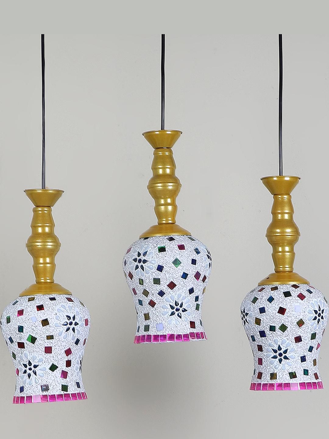 Deco Home Gold-Toned Metal Ceiling Lamp-image-7