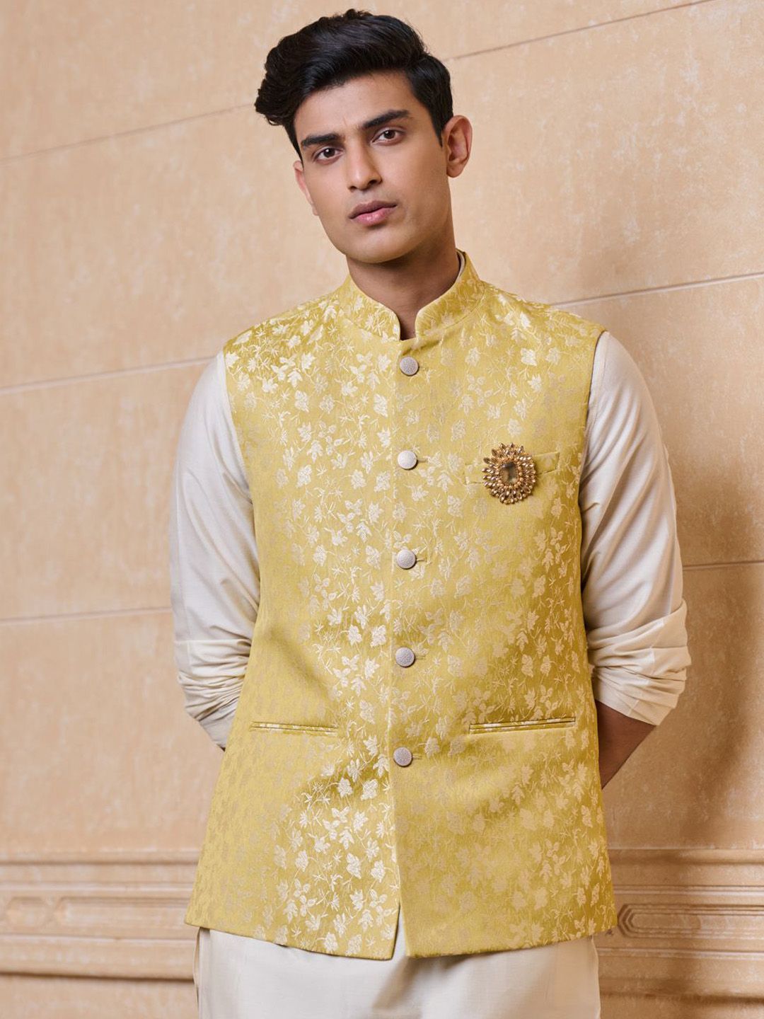 Tasva Woven Design Jacquard Single Bundi Nehru Jacket-picture-26