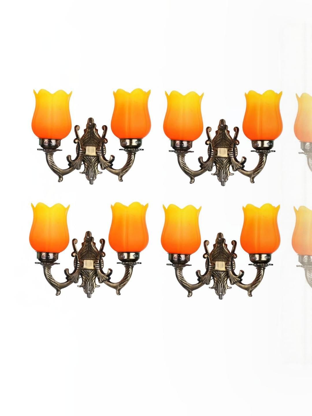 Somil Premium Designer Glass Wall / Night Lamp Elegant & Stylish Dcor Accent for Modern Interiors, color- Orange, Yellow, Size, 20 X 27.5 X 33.5 CM-image-23