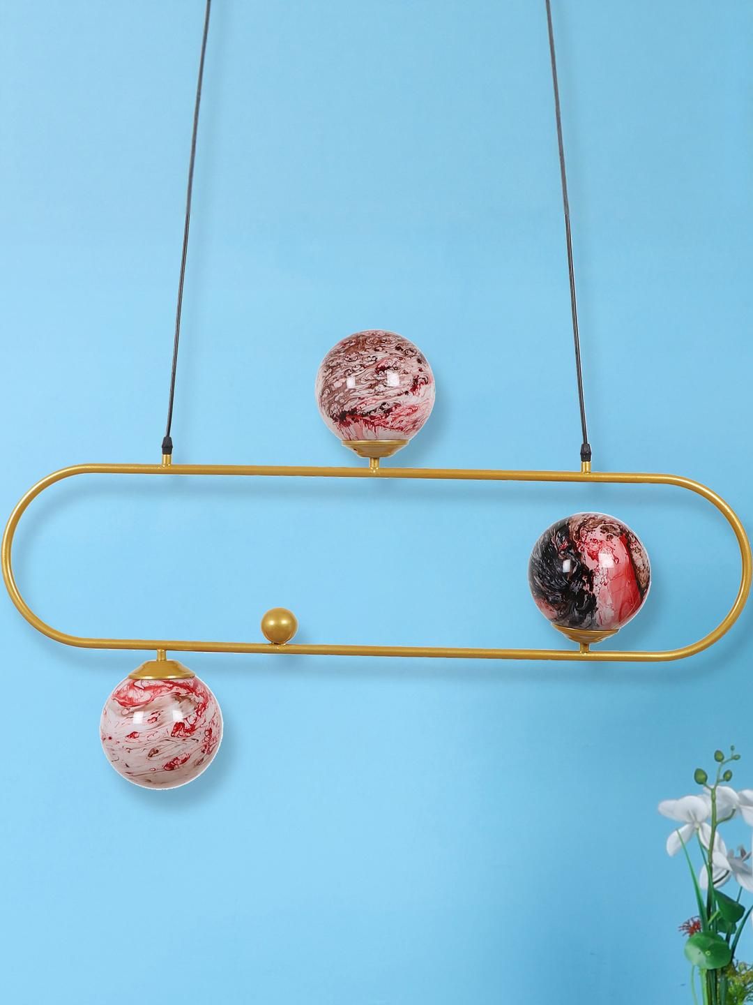 Deco Home Gold-Toned Glass Ceiling Lamp-picture-24