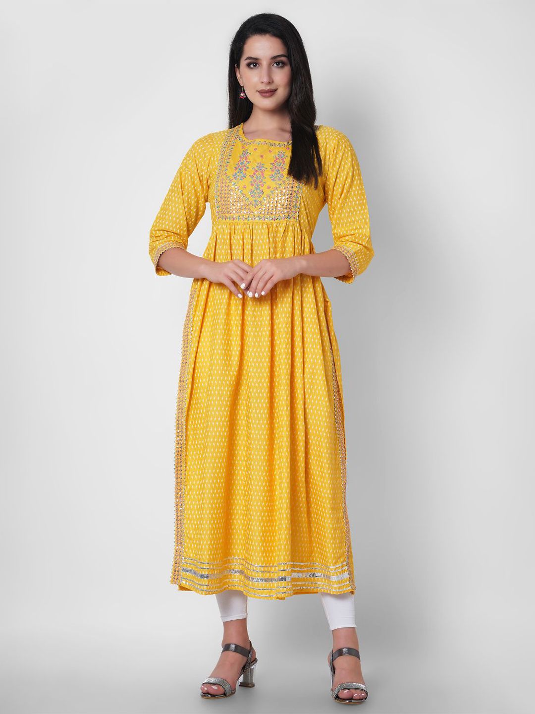 MANI EXPORTS Women Ethnic Motifs Printed Thread Work Embroidered Anarkali Empire Kurta-picture-41