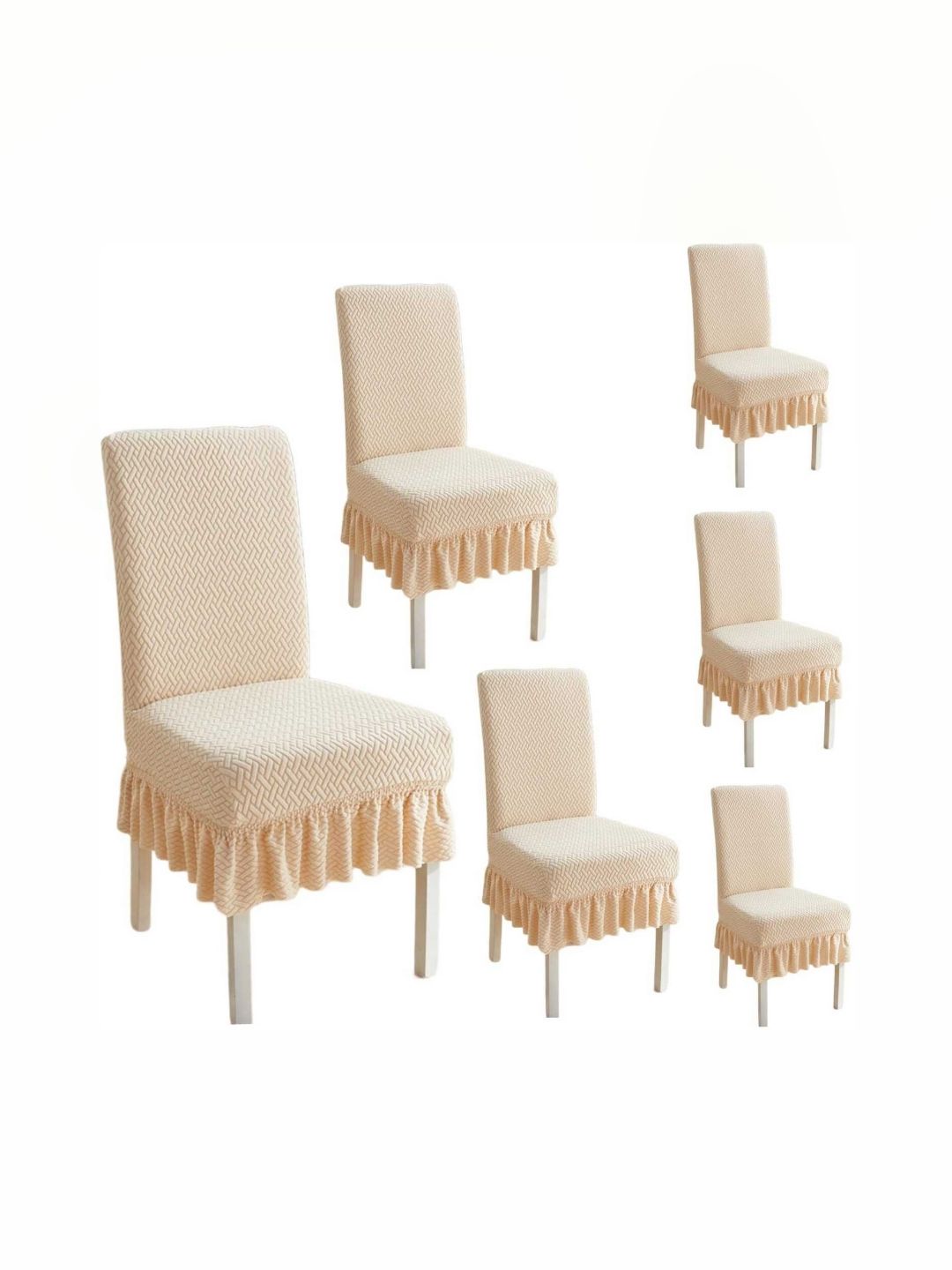 hargunz Beige 6 Pieces Textured Chair Covers-image-25