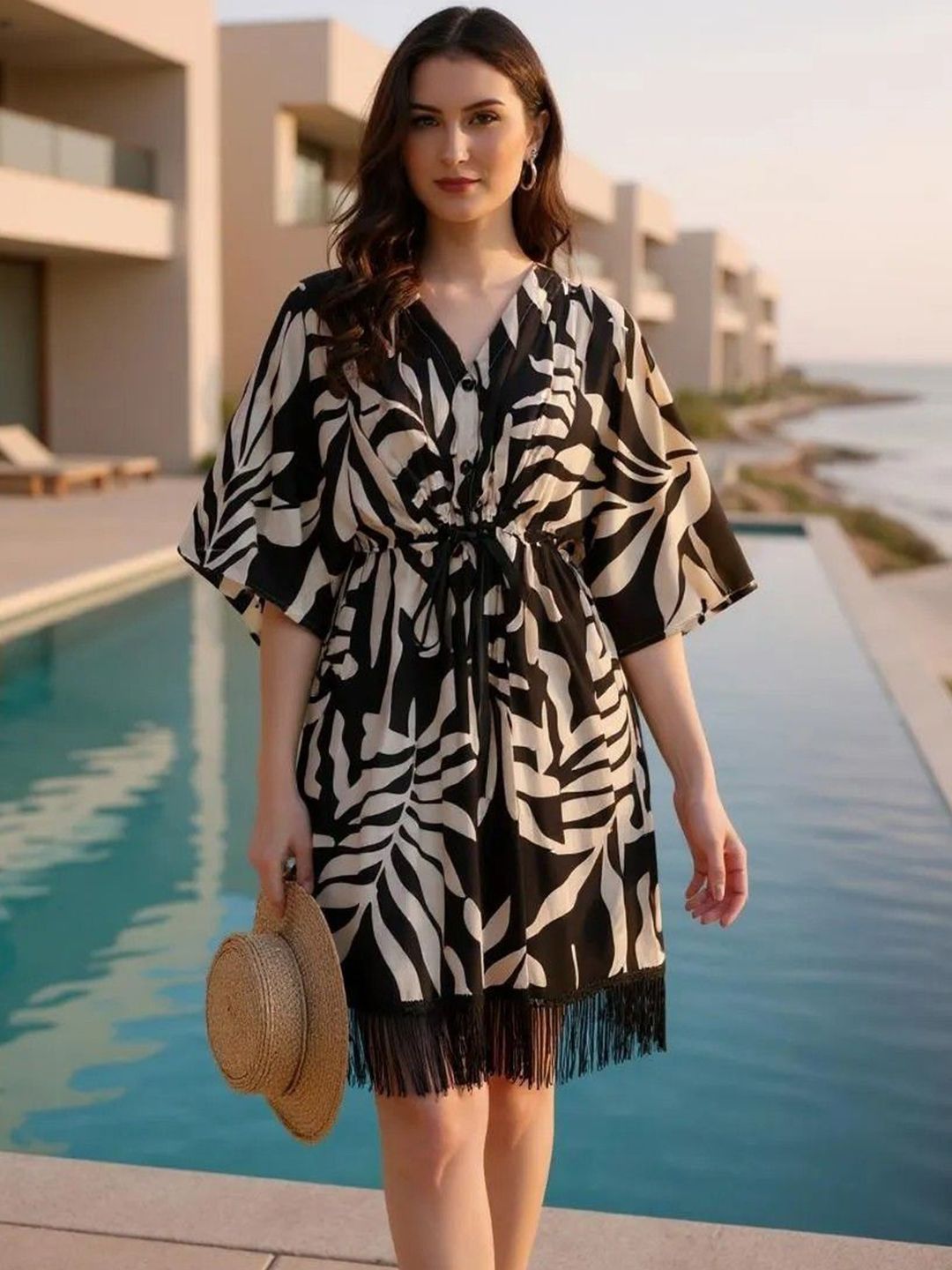 Hive91 Women Tropical Printed Kaftan Dress