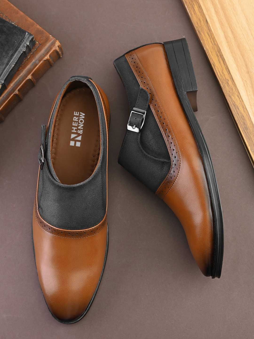HERE&NOW Men Textured Formal Monk Shoes-picture-54
