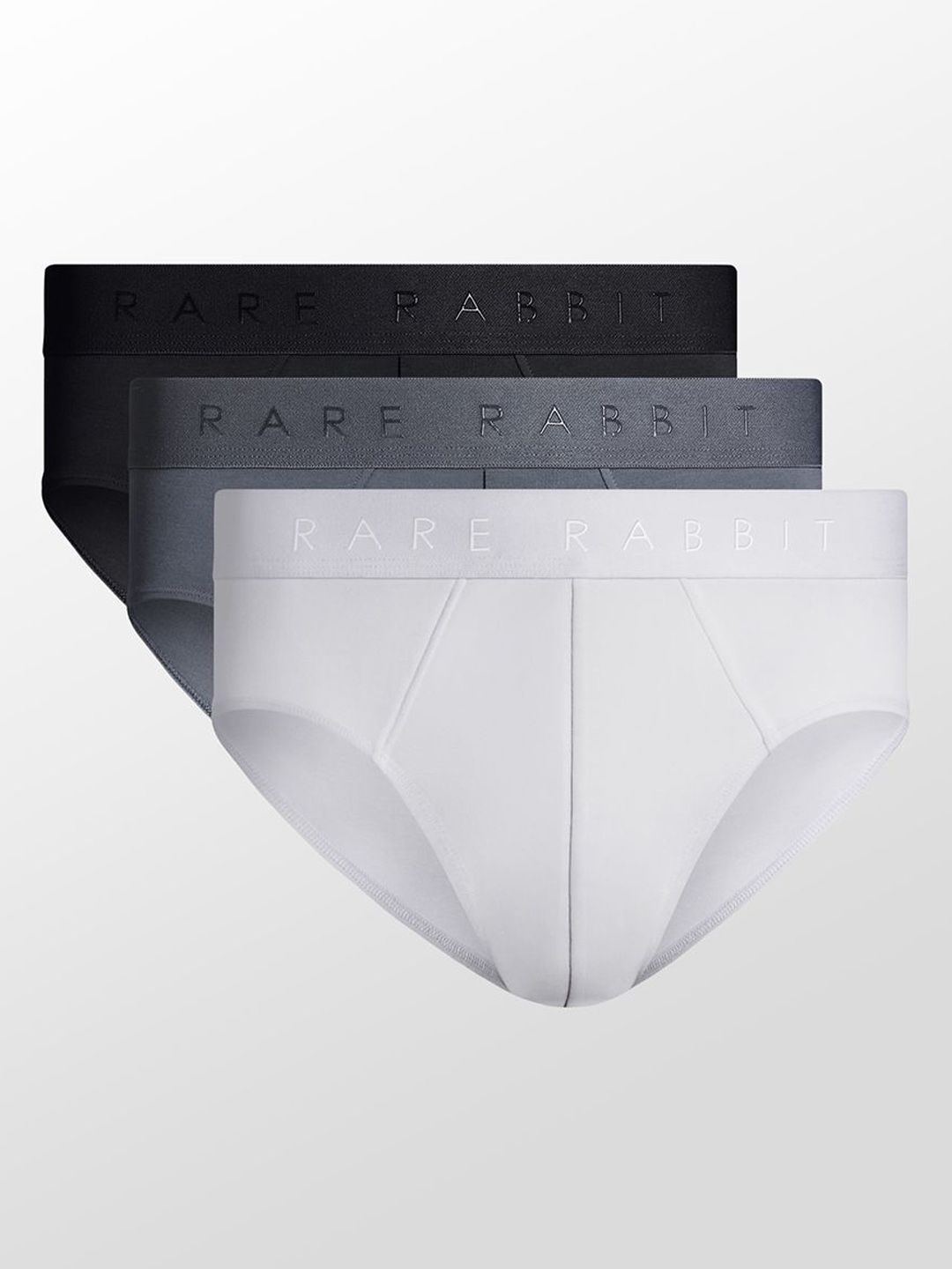 RARE RABBIT Pack Of 3 Near Primary Cotton Basic Briefs NEAR PRIMARY BLACK/WHITE/GREY-picture-10