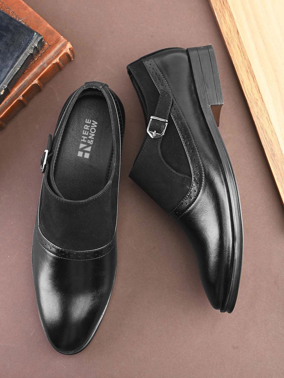 HERE&NOW Men Textured Formal Monk Shoes-image-34