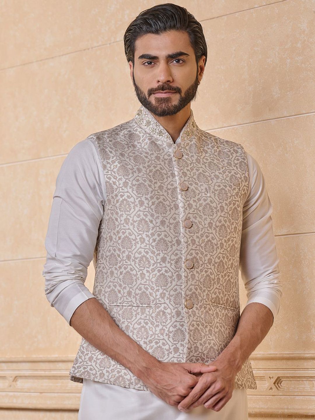 Tasva Woven Design Nehru Jackets-picture-19