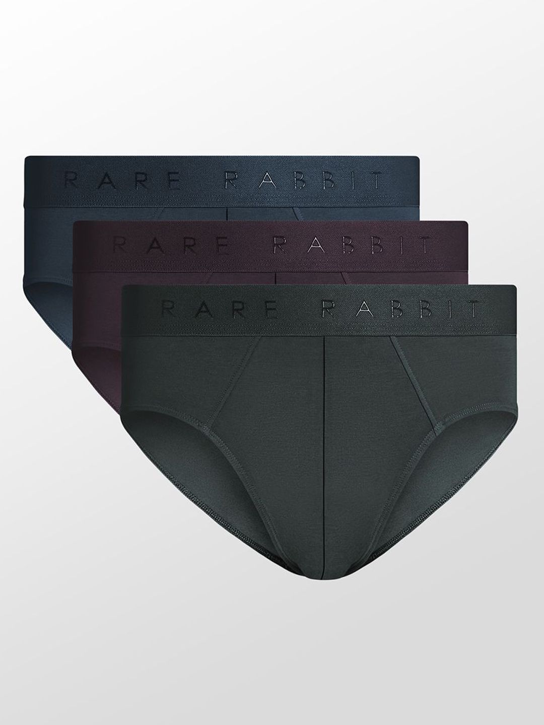 RARE RABBIT Men Pack Of 3 Near Primary Cotton Basic Briefs OLIVE/MROON/TEAL-picture-21