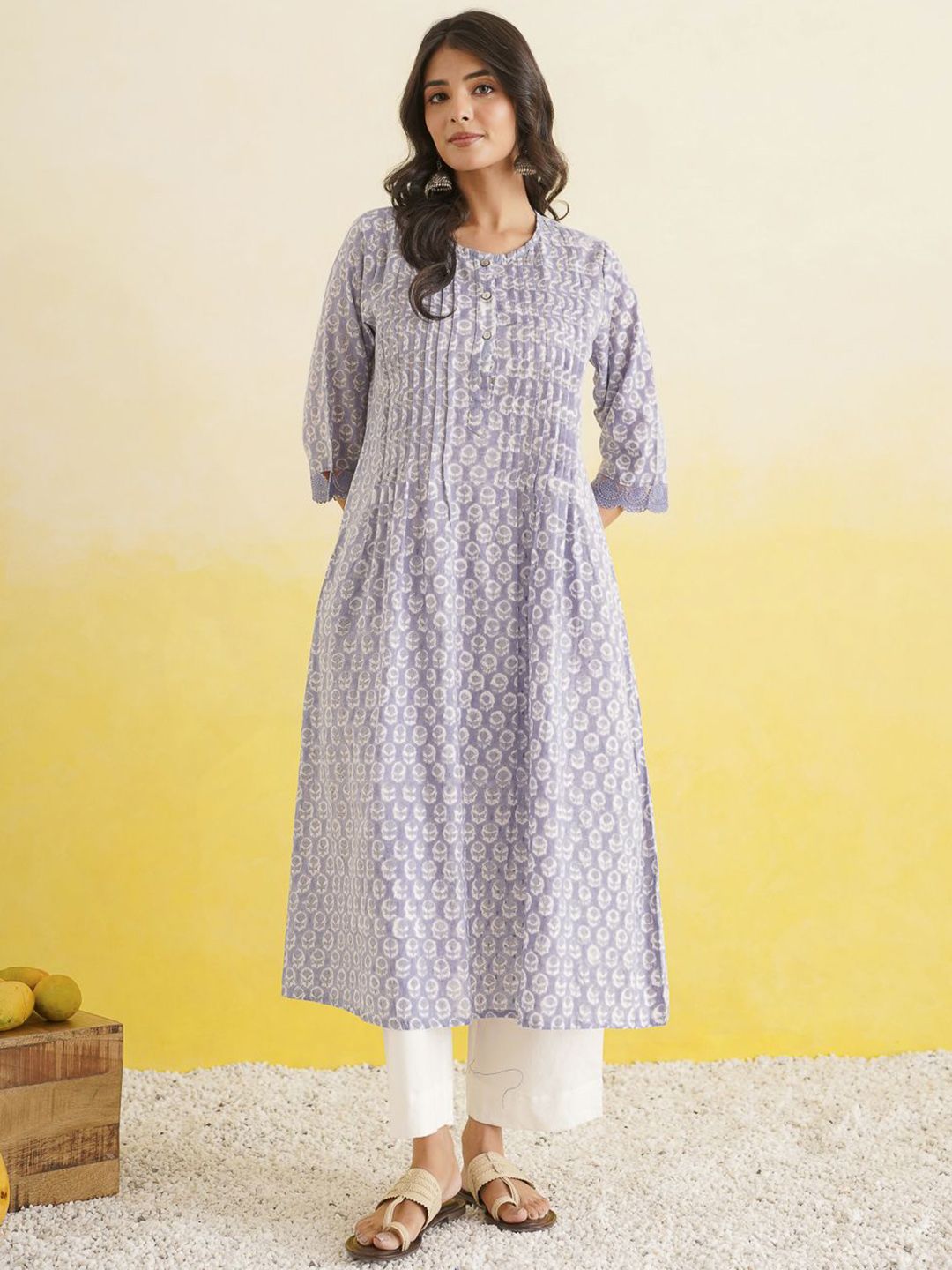 GOODHAND Block Printed Pure Cotton Tunic & Trouser Co-Ord Set