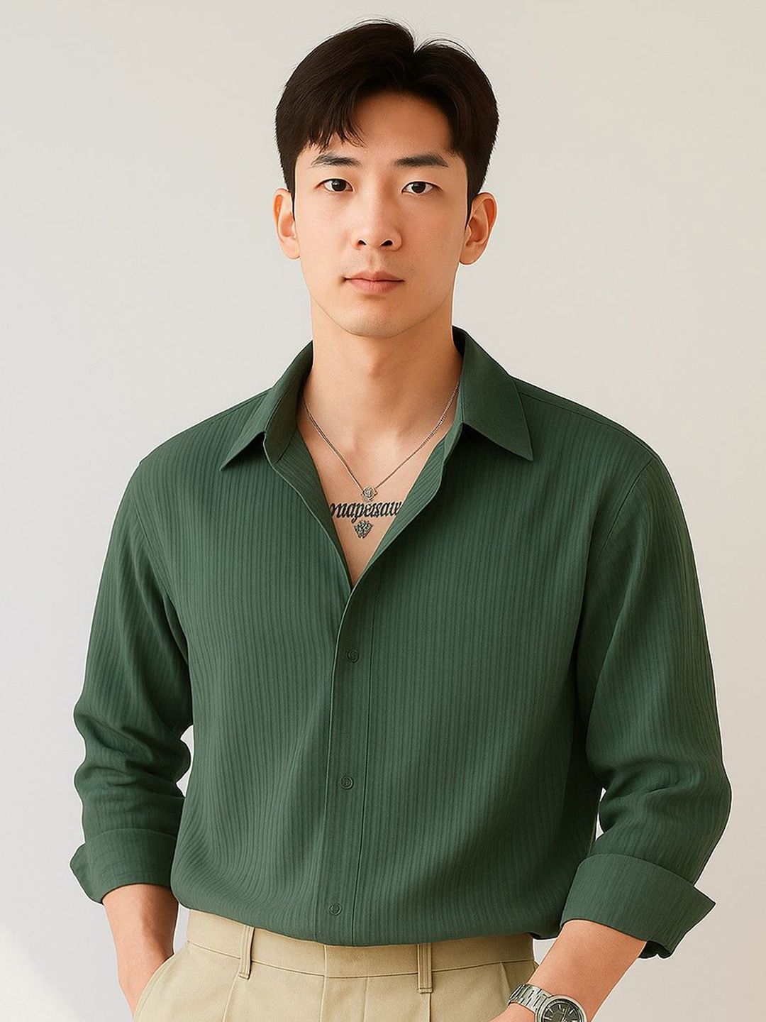 Kushi Flyer Men Classic Fit Textured Spread Collar Casual Shirt-picture-24