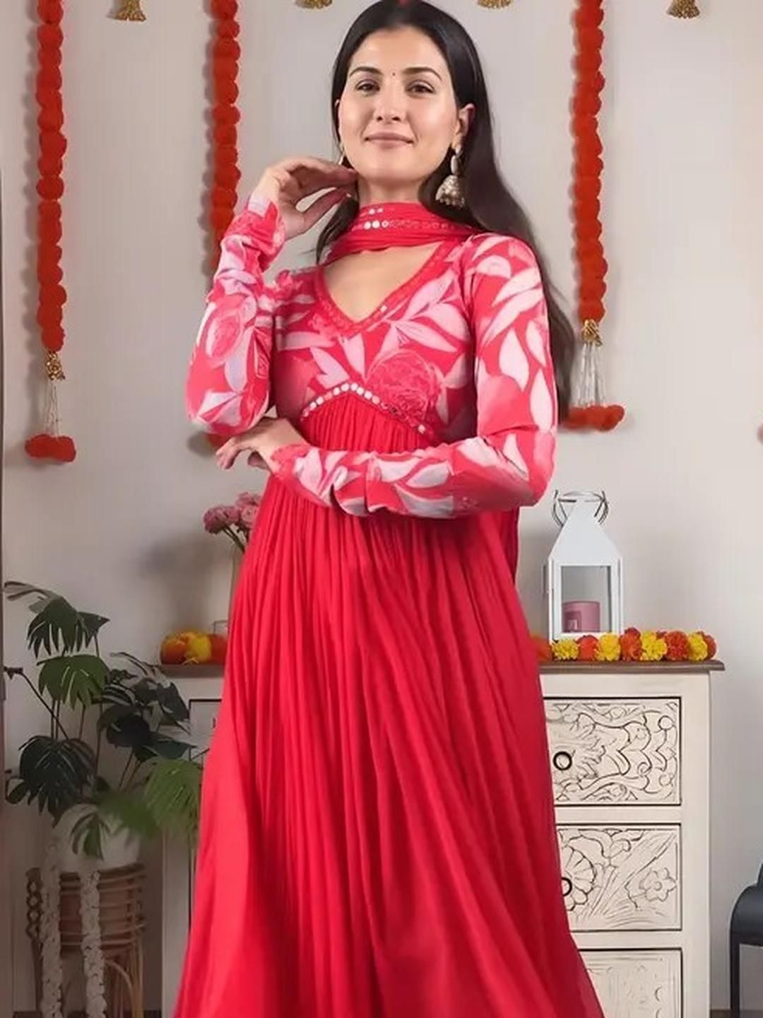 VS MALL Women Pink Art Silk Kurta Sets