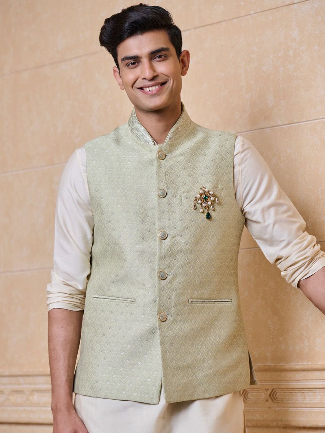 Tasva Men Embroidered Woven Nehru Jackets-picture-50