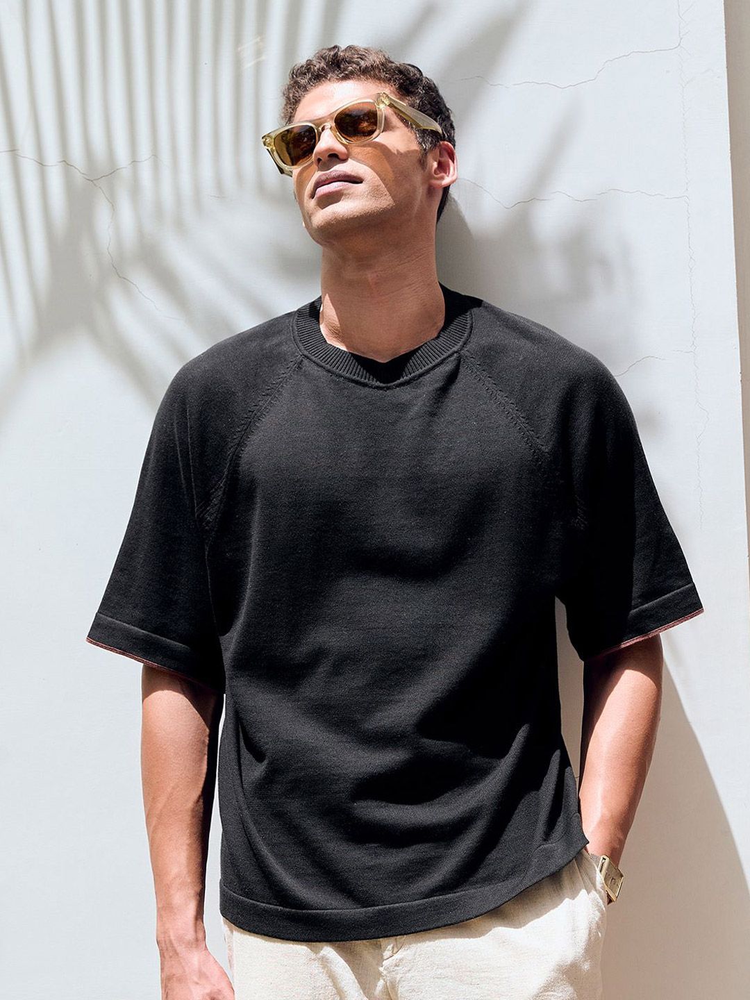 Andamen Men Structure Cotton Relaxed Fit Crew Neck T-Shirt-picture-27