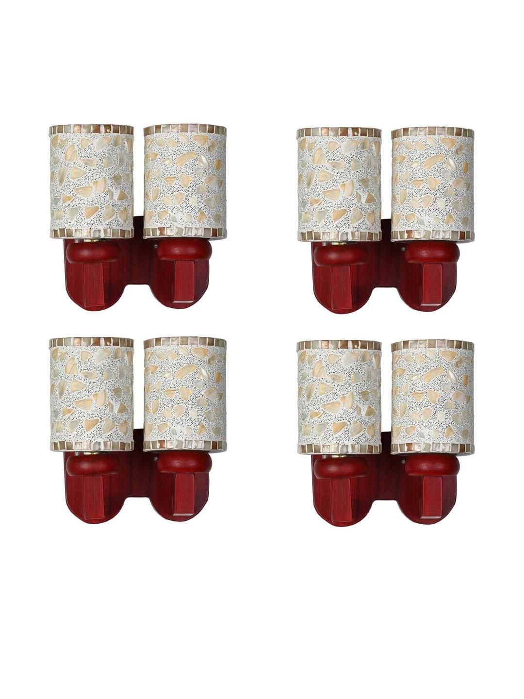 Somil Premium Designer Glass Wall / Night Lamp Elegant & Stylish Dcor Accent for Modern Interiors, color- Golden, White, Size, 27.5 X 23.5 X 28.5 CM-image-1