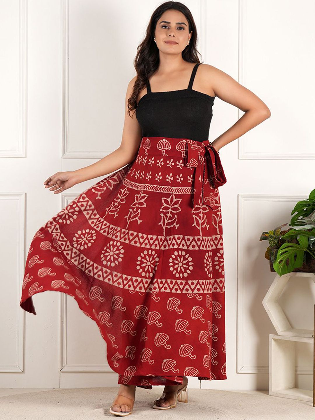 Style Shoes Block Printed Cotton Wrap Around Maxi Skirt-picture-26