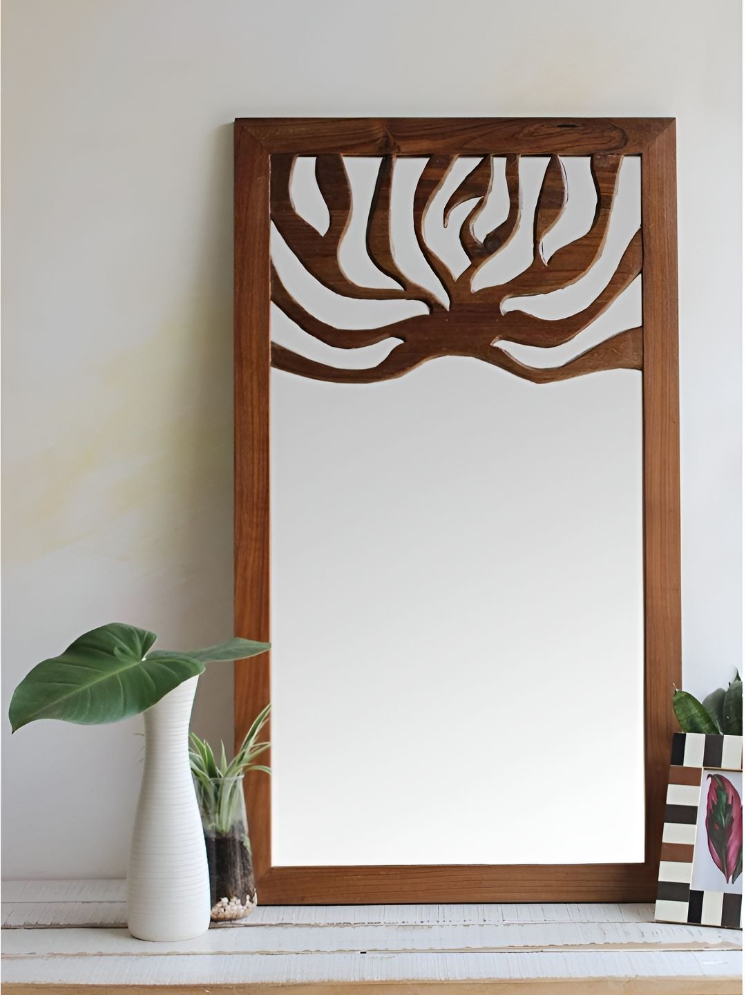 FREEDOM TREE Freedom Tree Brown Rectangle Shaped Wood & Lightweight Glass Wall Mirror-picture-32