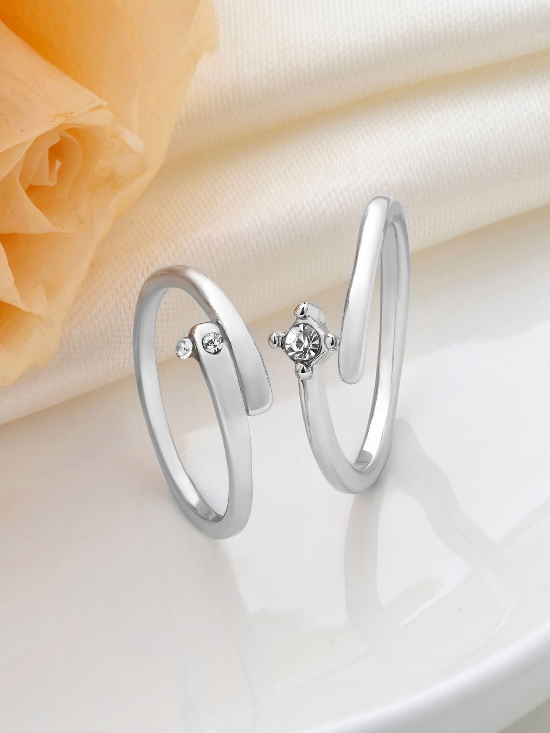 JOKER & WITCH Set Of 2 Stones Studded Erik & Christine Diamond Couple Rings-picture-26