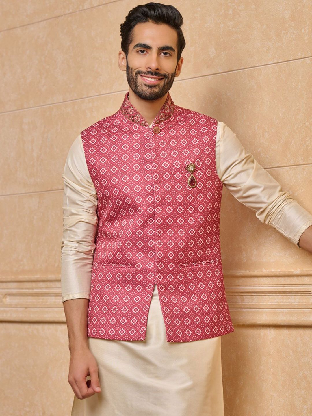 Tasva All Over Printed Single Bundi Nehru Jacket-picture-43