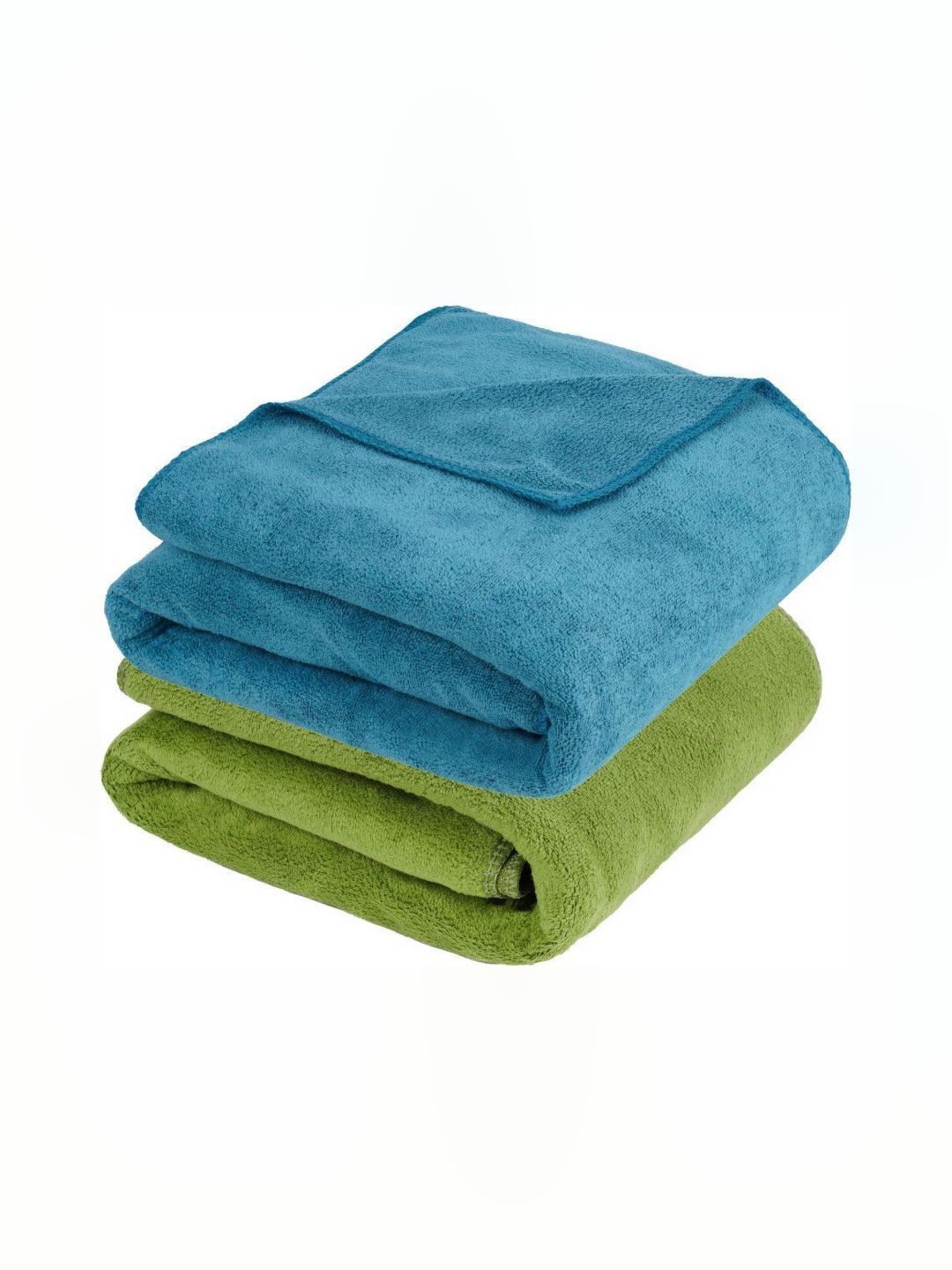 Fezora Blue & Green 2 Pieces 400 GSM Microfiber Bath Towels-image-9
