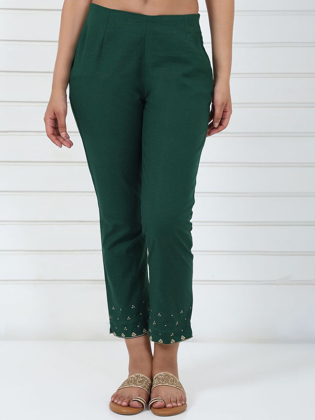 Folk Song Women Embroidered Slim Fit Trousers-picture-33