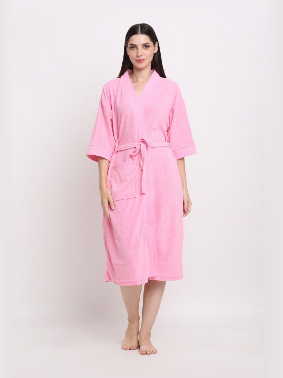 POORAK Women Shawl Collar Bath Robe With Belt-picture-28