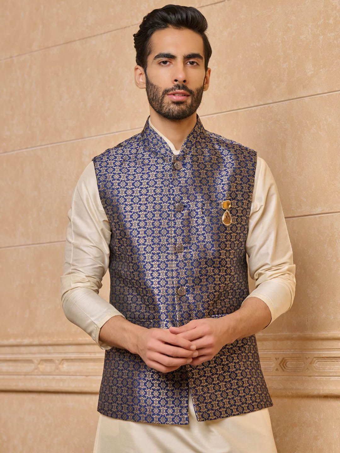 Tasva Ethnic Motifs Woven Design Classic Bundi Nehru Jacket-picture-41