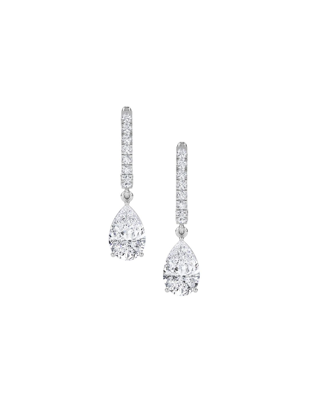 LUNA Women White Gold Lab Grown Diamond Studded Drop Earrings I 14 Kt-image-17