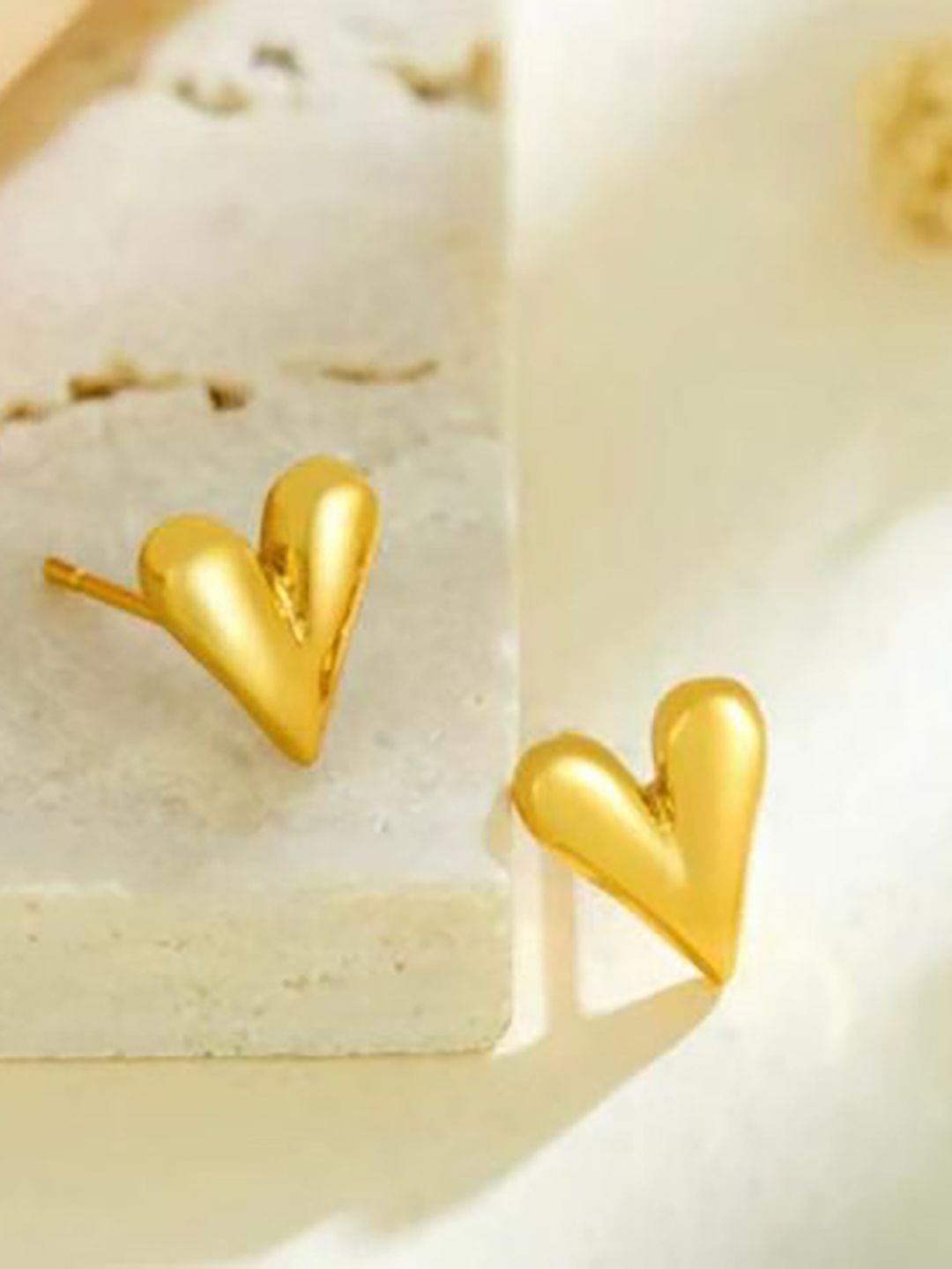 DressBerry Stainless Steel 18K Gold-Plated Heart Shaped Studs-picture-38