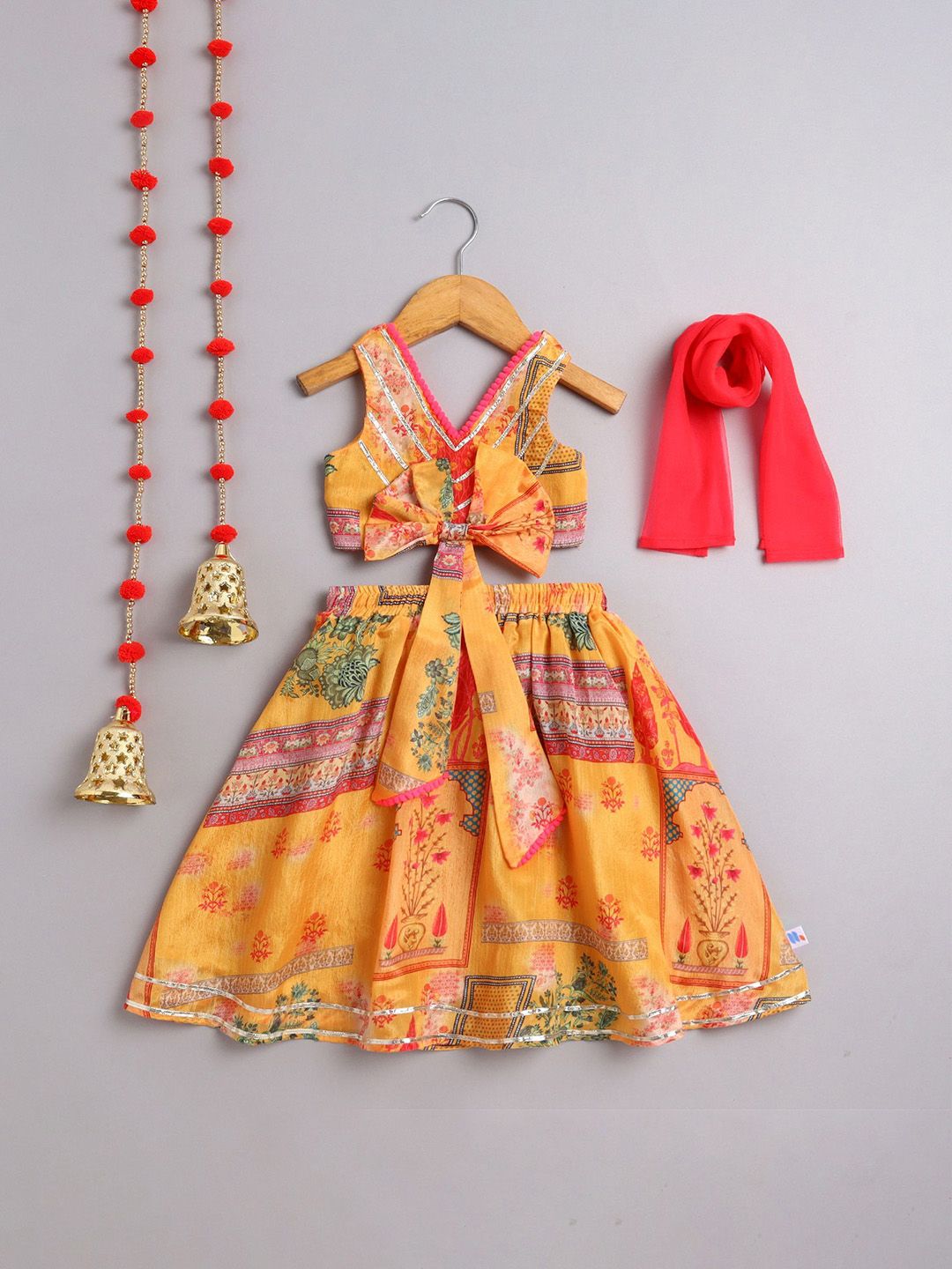 MANY FROCKS & Girls Printed Ready to Wear Lehenga Blouse With Dupatta