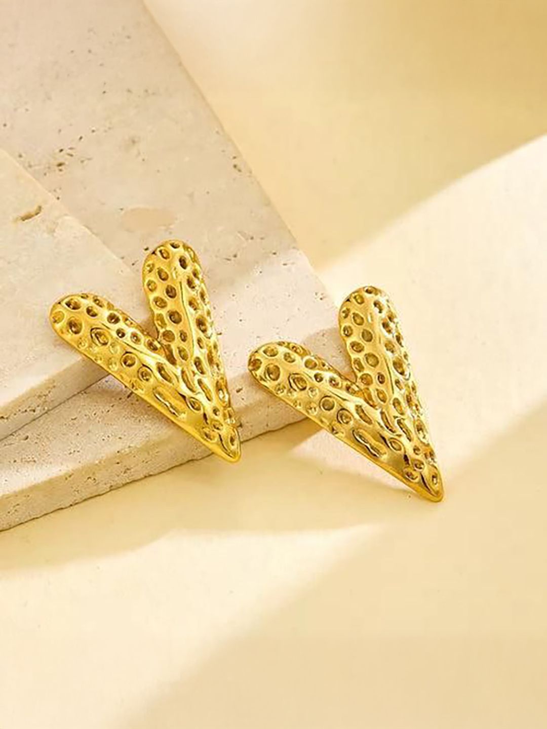 DressBerry Stainless Steel 18K Gold-Plated Heart Shaped Studs-picture-34