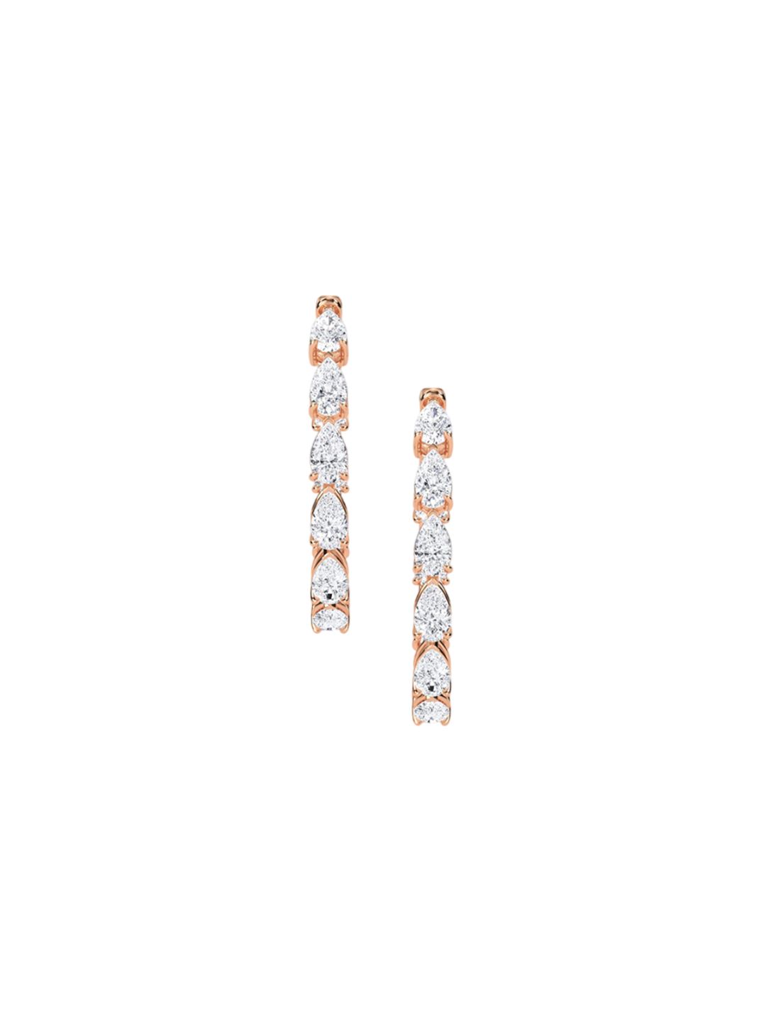 LUNA Women Rose Gold Lab Grown Diamond Hoop & Huggie Earrings I 14 kt-image-19