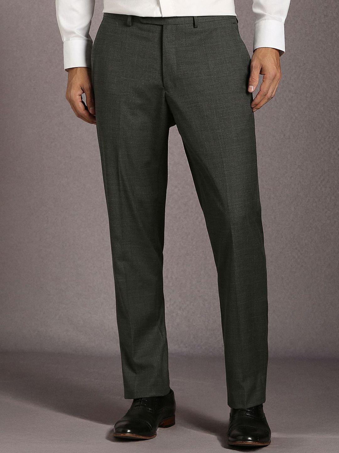 Luxure by Louis Philippe Men Textured Slim Fit Mid-Rise Formal Trousers-picture-27