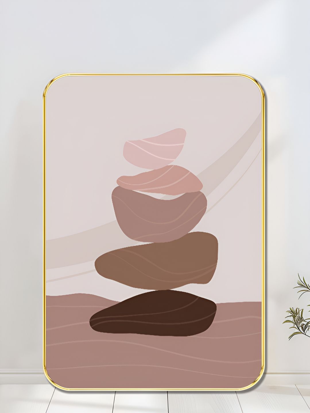 Livin'luxe Pink & Maroon Zen Stone Balance Rectangle Wall Art-picture-22