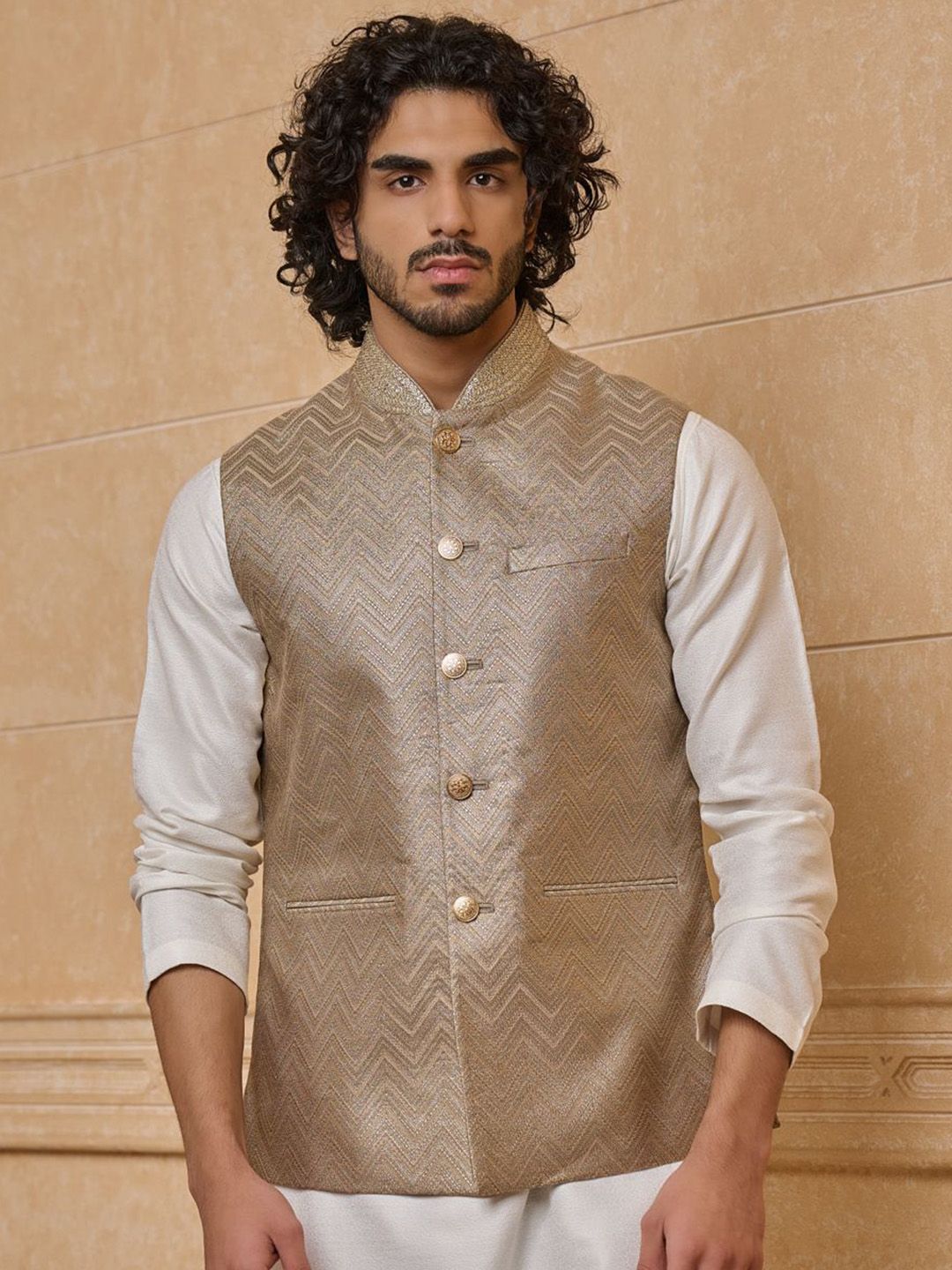Tasva Woven Design Nehru Jackets-picture-34