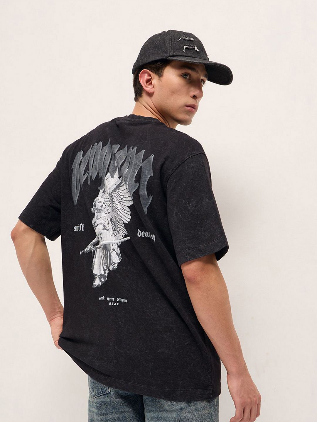 THE BEAR HOUSE Men Graphic Printed Round Neck Cotton Oversized T-shirt-picture-10