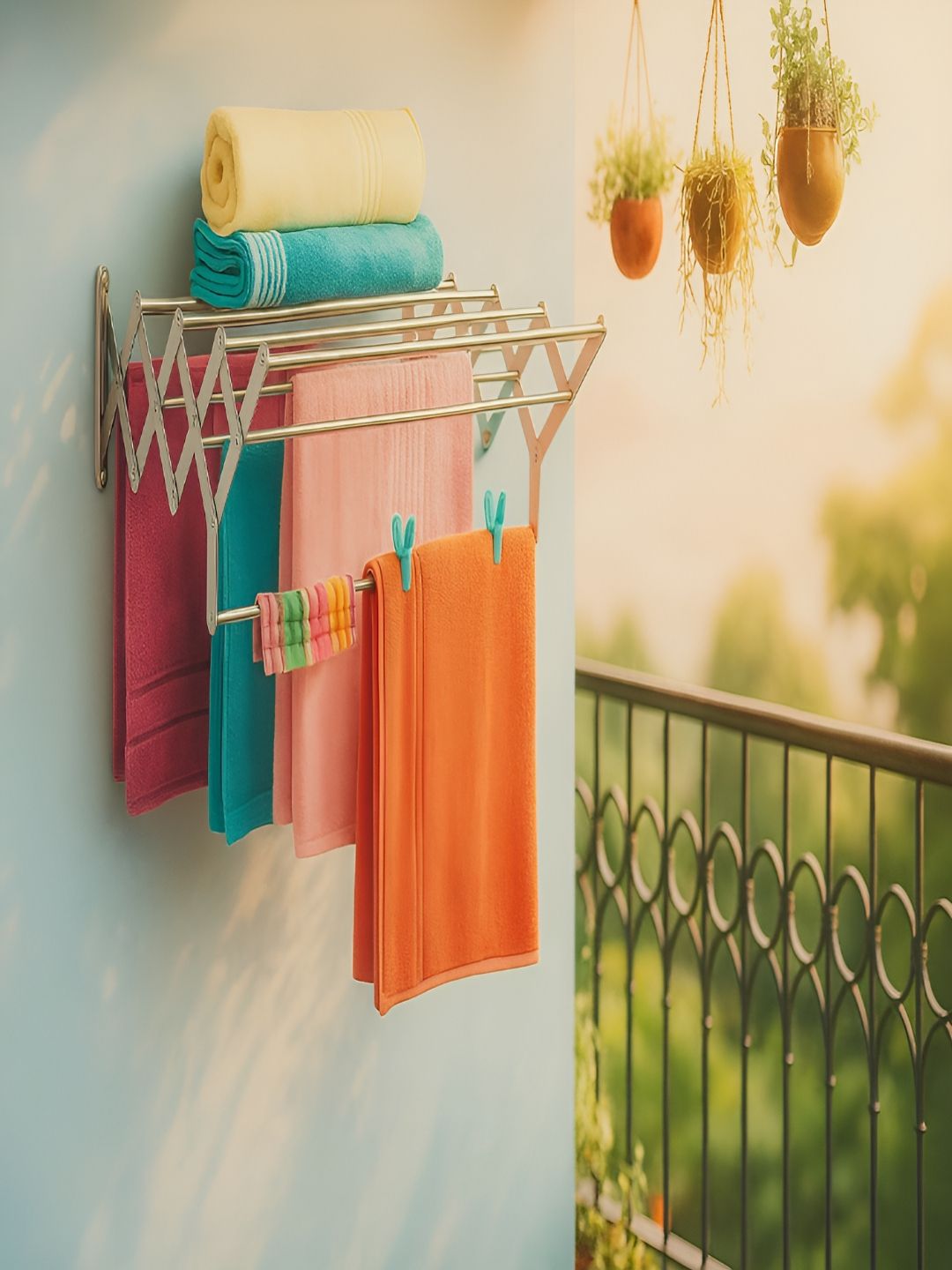 vakkal home VakkalHome Retractable SS Wall Mount Clothes Drying Rack-picture-54