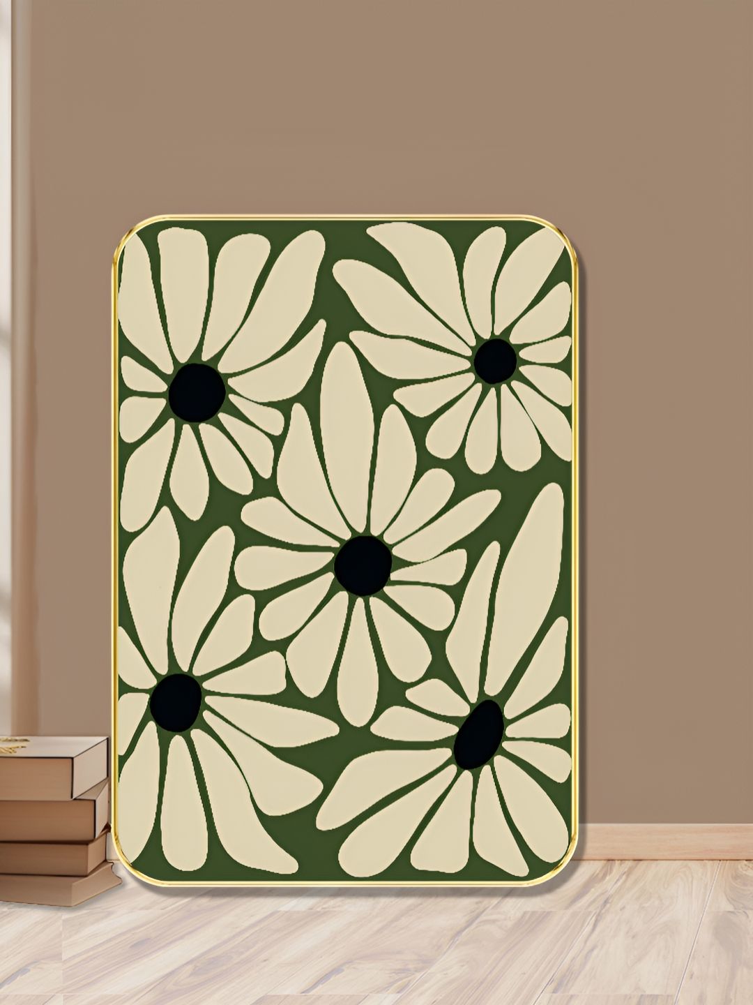 Livin'luxe Green & White Abstract Daisy Wooden Wall Art-picture-40