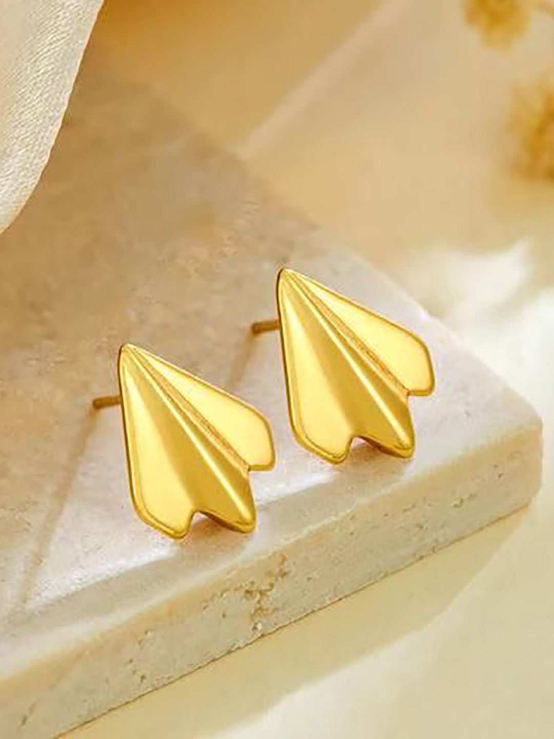 DressBerry Stainless Steel 18K Gold-Plated Contemporary Shaped Studs-picture-35