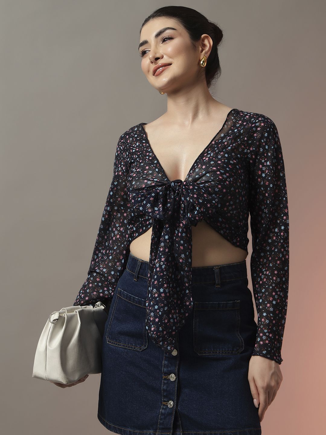 CORSICA Floral Printed Cropped Front Tie-Up Shrug-picture-31